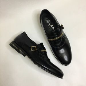 Carlo Soldaini Italian loafer Black Patent Leather Chain Heel Size 5 (UK) 6 (US)